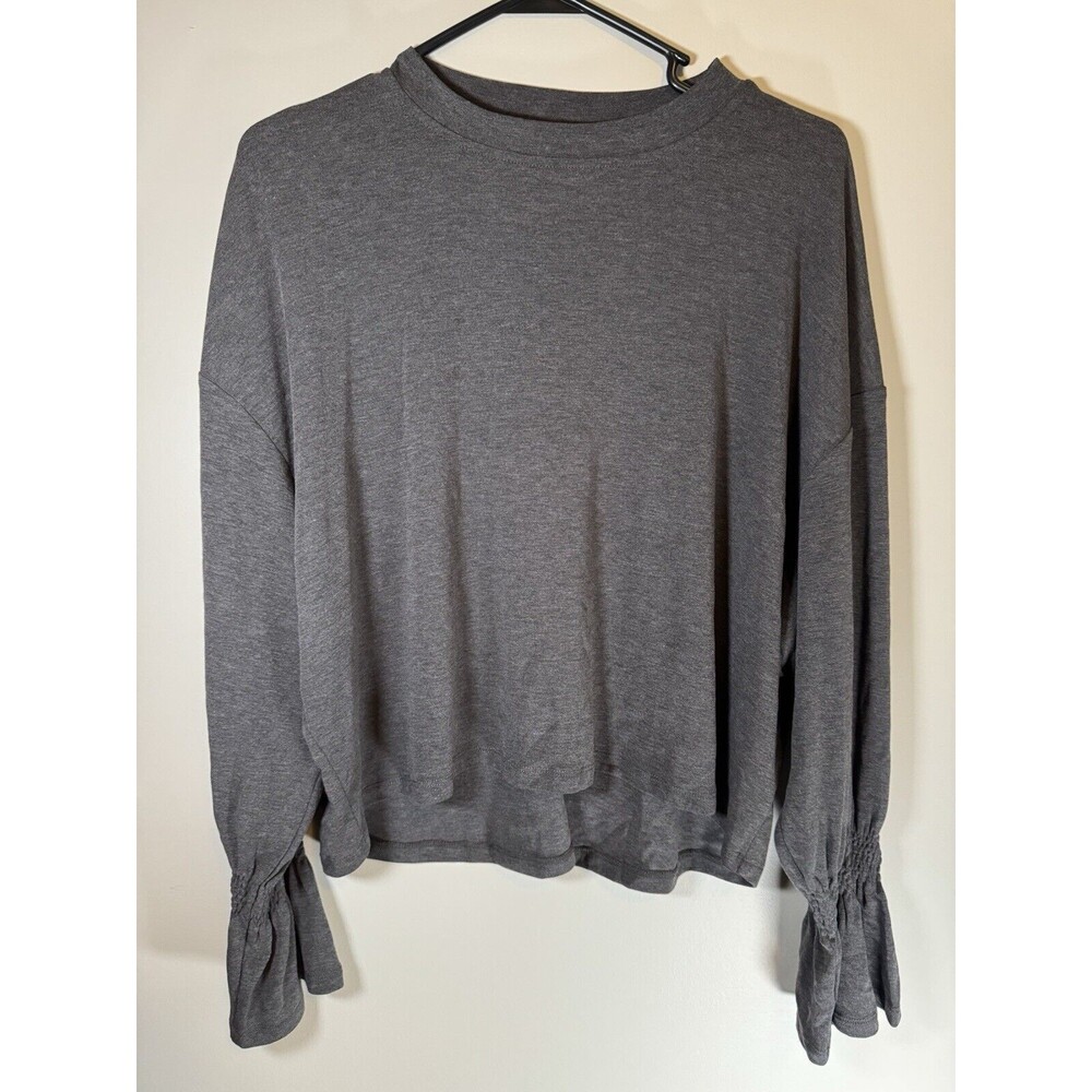 Glam Long Sleeve Sweater Gray Scoop Neck Size Medium